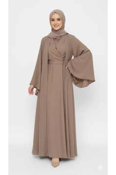 طقم مشلح بأكمام واسعة وفستان بتصميم مميز (برونزي) 1425