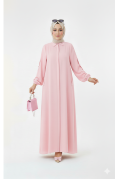 عباية براءة مزينة بأزرار مخفية ( وردي)