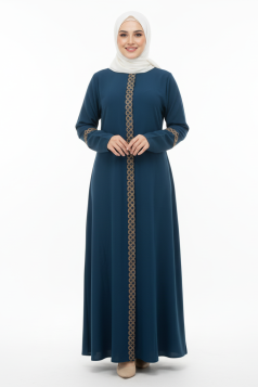 عباية وصال بتطريز ذهبي (بترولي) 1598