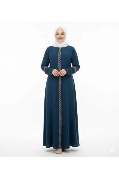 عباية وصال بتطريز ذهبي (بترولي) 1598