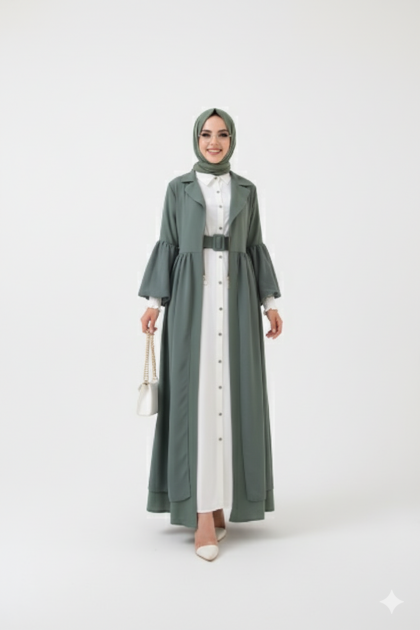 طقم لون هاكي مع ابيض 8391 Takim