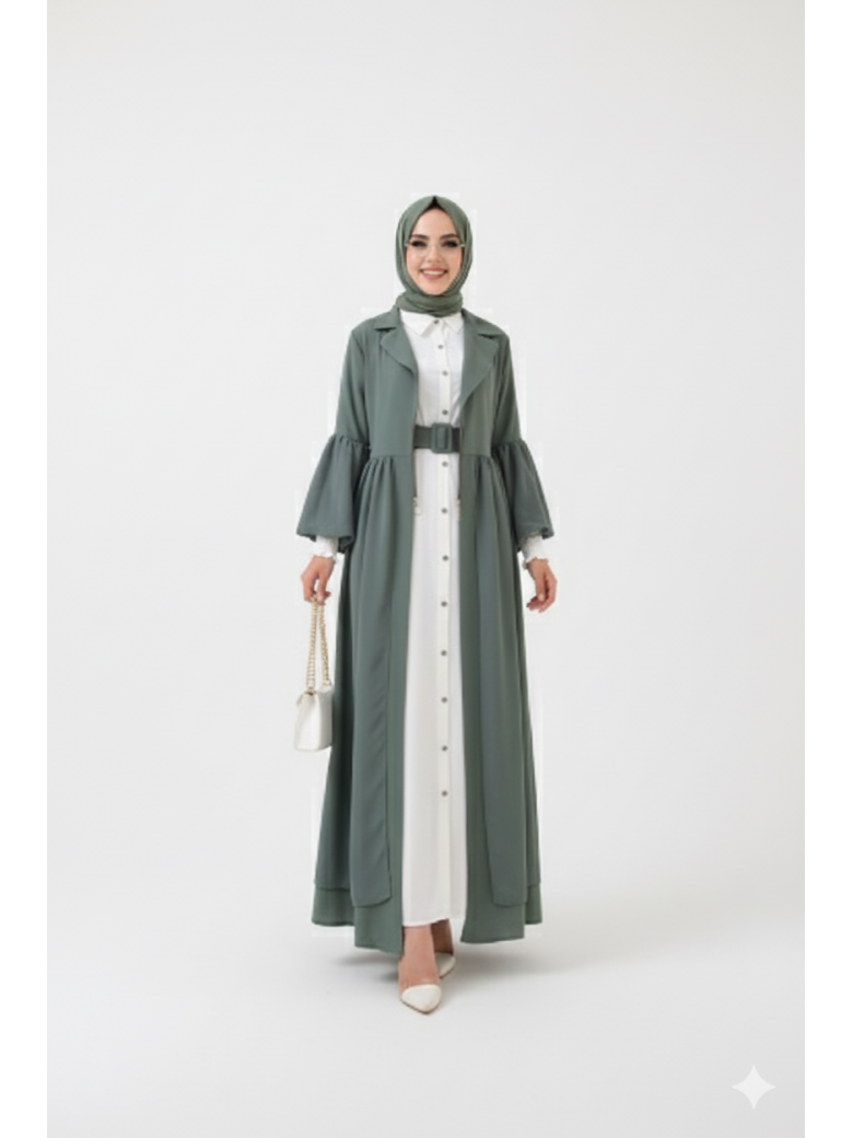 طقم لون هاكي مع ابيض 8391 Takim