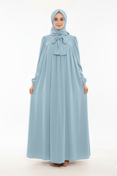 فستان حليمة كلوش مع الحجاب (ازرق فاتح) 1601