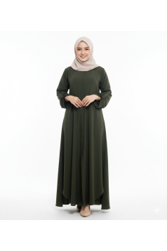 طقم هلا الشرعي مزين بجيوب وازرار مخفية لون (زيتي)