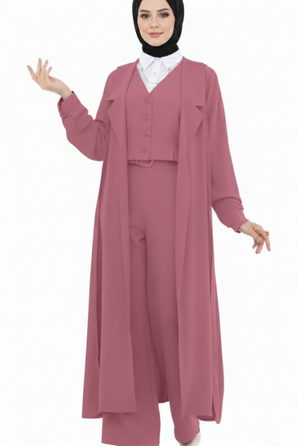 طقم الجميلة مكون من أربع قطع وحزام (زهري) 3033