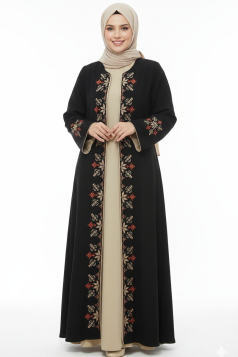 عباية اماني (اسود + بيج)