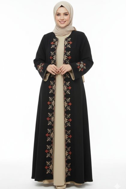 عباية اماني (اسود + بيج)