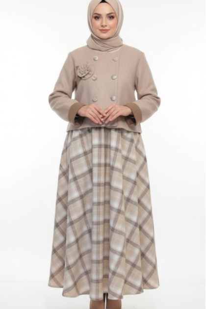 طقم جوليا الشتوي (بني + بيج)