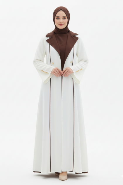 طقم رولا ابيض بني 