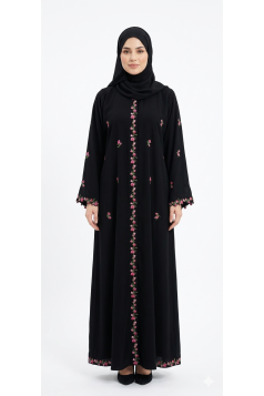 عباية ورد (اسود) (جملة)
