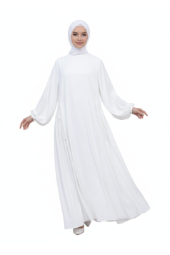 فستان ليزا فضفاض للمراه للمحجبه (أبيض) 1419