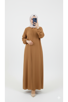 عباية سلمى بأكمام مزمومة وازرار مخفية (عسلي) 4074