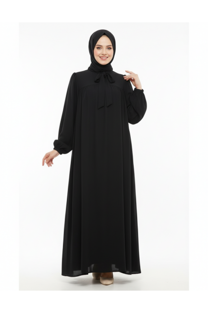 فستان حليمة كلوش مع الحجاب (اسود) 1601