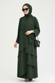 طقم مروة مكون من قطعتين للمحجبات (زيتي) 1446