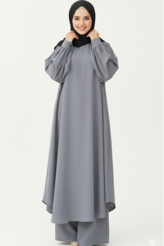 طقم شرعي شيك (فضي) 3023