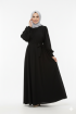 فستان روفان بخصر مربوط (أسود) 4113