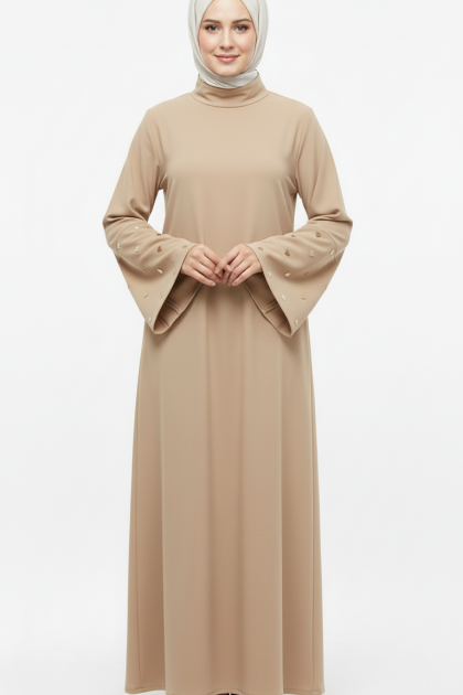 عباية قلوب بتطريز قلوب جميلة على الأكمام (بيج) 1600