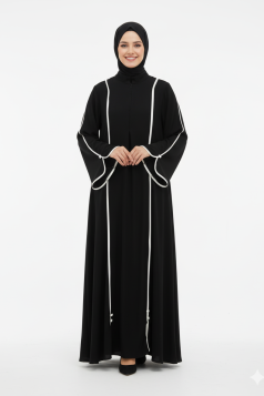 عباية بشرى صيفي عملية اسود مميز بالابيض 