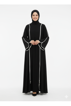 عباية بشرى صيفي عملية اسود مميز بالابيض 