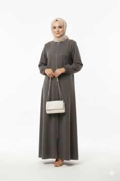 عباية مها الشتوية المصنوعه من جلد الغزال (لون رمادي) 1483