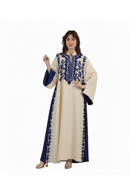عباية سمر المزينة بتطريز عل الصدر لون (ازرق)