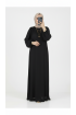 فستان روزا بأكمام مطوية (أسود) 4077