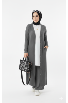 طقم نايا جاكيت بأزرار وبنطلون (رمادي) 4053