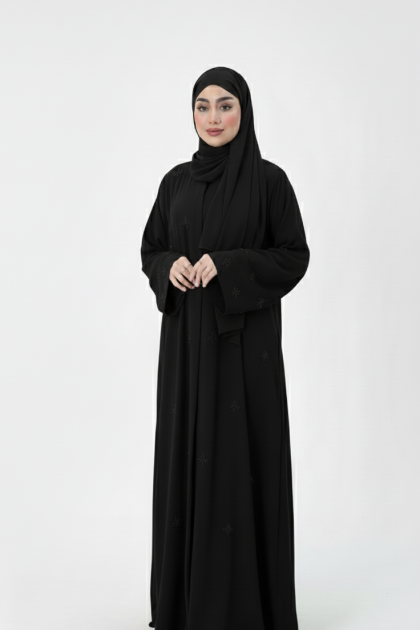 عباية ترف الرسمية مع شال اسود