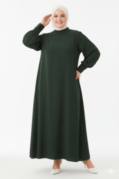 فستان رهف بتصميم أنيق ومميز (زيتي) 1484