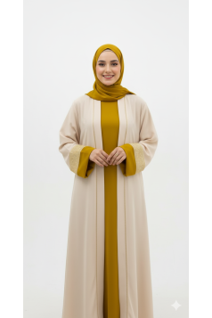 طقم عباية المهرة 3 قطع مع الشيلة بيج