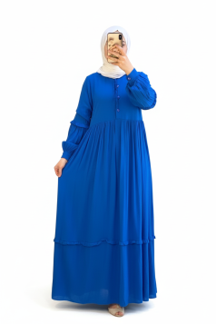 فستان سيلينا بأزرار وموديل كلوش (أزرق) 4088