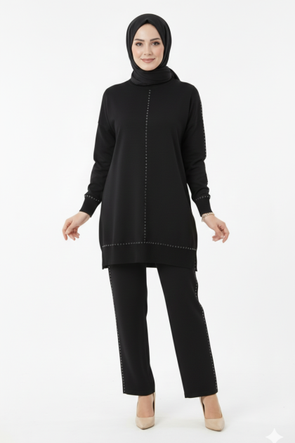 طقم هايلة التريكو (اسود)