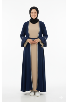 طقم عباية "فاتن" الصيفية الرسمية – أناقة فاخرة ( كحلي )