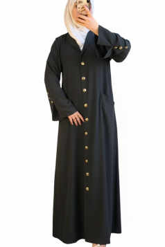 عباية سنا بأزرار كاملة رمادي