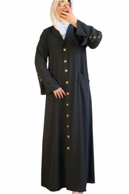 عباية سنا بأزرار كاملة رمادي