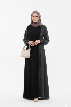 طقم عباية ايلا مع الحجاب (اسود)