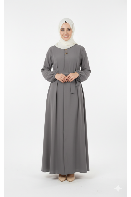 عباية روان بقماش مريح وعملي (رمادي )