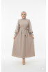 فستان روفان بخصر مربوط (بيج) 4113