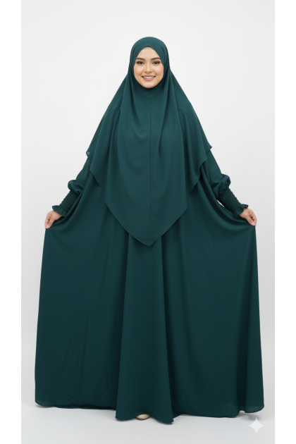 عباية ستاندرد مع الحجاب مريحة وعملية (زمرد) 4070