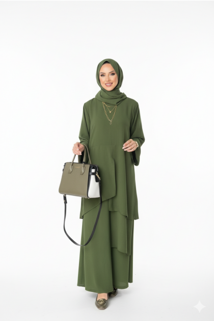 طقم مروة مكون من قطعتين للمحجبات (اخضر) 1446