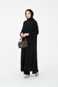 طقم نسرين قطعتين تونيك وبنطلون لون ( اسود)