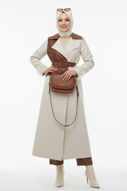 مانطو نور (بني - بيج)