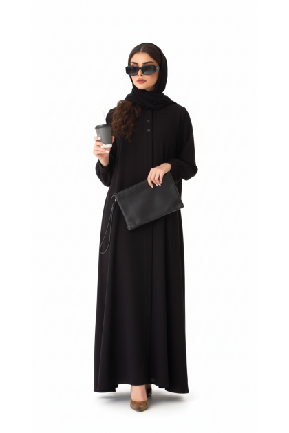 عباية كارما بتصميم أنيق وعملي (أسود) 4109