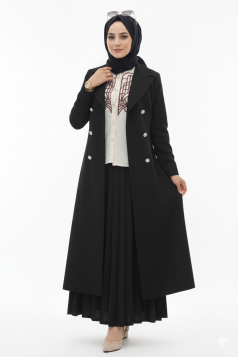 طقم رامية 3 قطع تنورة وجاكيت وقميص لون (اسود )