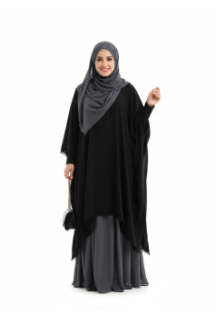  طقم عباية ترتيل مع حجاب مناسب لصيف (اسود )