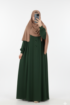 عباية عائشة بأزرار أمامية وأكمام زم (هاكي) 1527