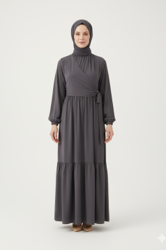 فستان ربطة جانبية فضي