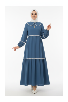 فستان ياقوت بياقة ( ازرق) 1595