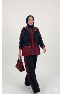 طقم خزامي (اسود+ خمري) 