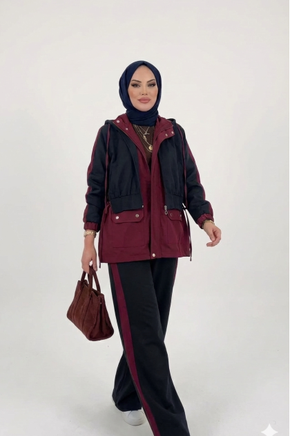 طقم خزامي (اسود+ خمري) 